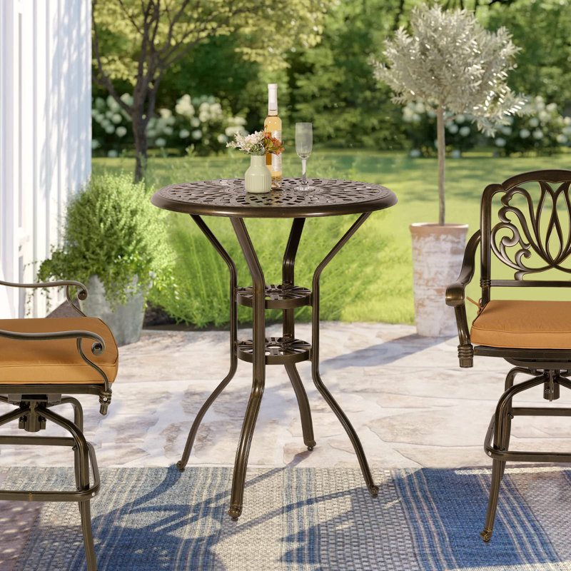 Astoria Grand Ghevont Metal Outdoor Bar Table Wayfair